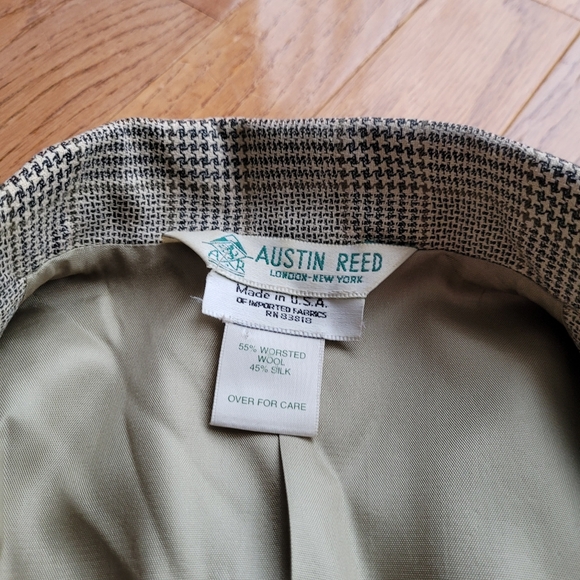Austin Reed Plaid Taupe Silk Blend Core Blazer Jacket 6 Vintage - Picture 11 of 13